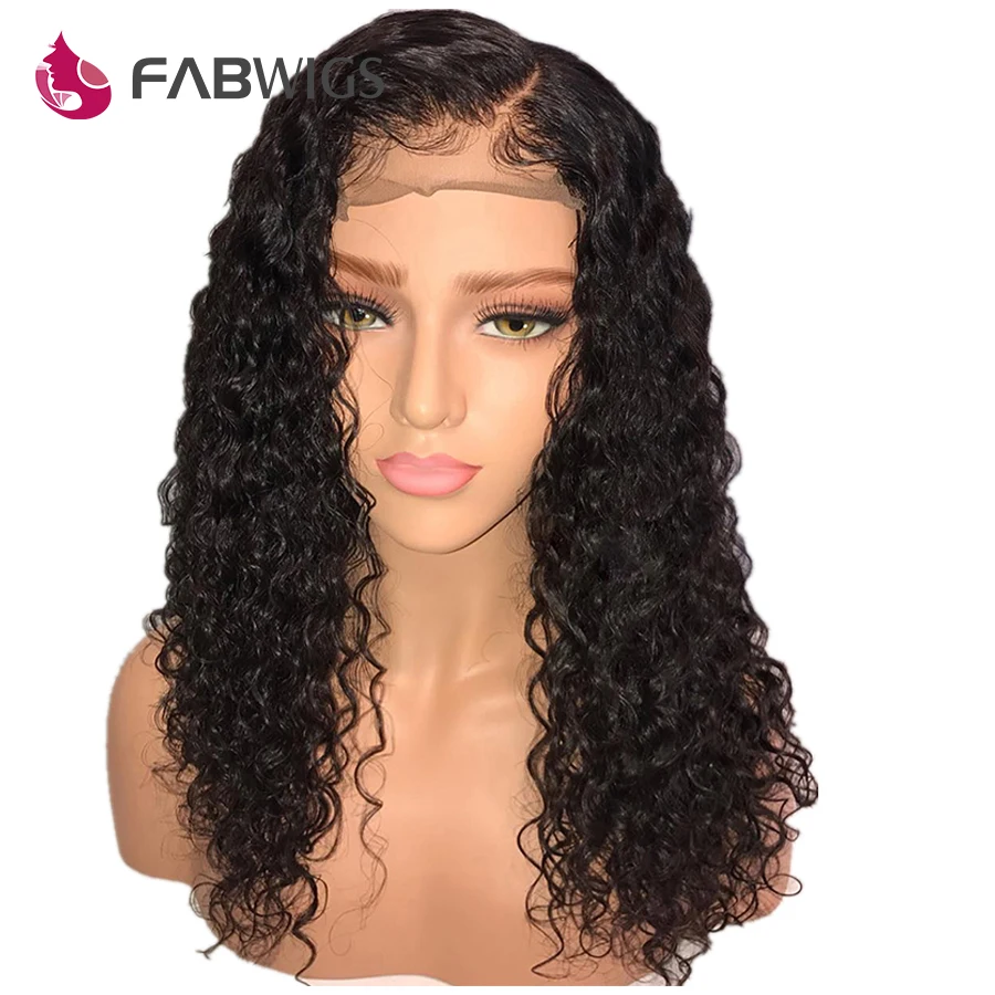 Fabwigs полный парик шнурка бразильский кудрявый человеческих волос парики с
