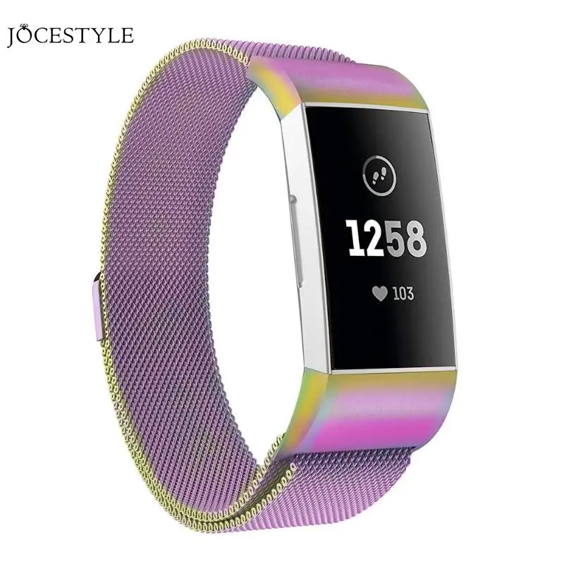

Milanese Magic Stainless Steel Wristband Replacement Strap for Fitbit Charge 3 Large Size Stainless Steel Strap Band Bracelet