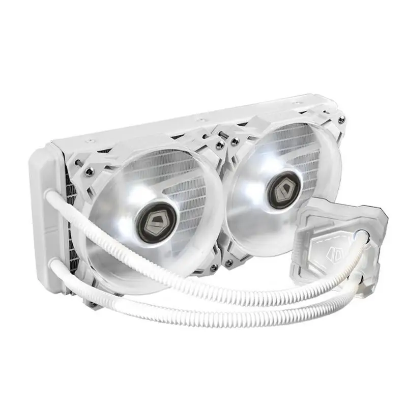 240W Pure White AIO Water Cooler CPU Radiator Cooling Fan with LED Lighting for Intel AMD
