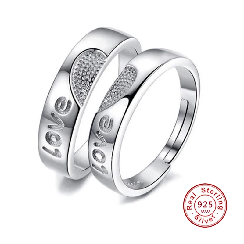 

Trendy Wedding Rings 925 Sterling Sliver Couple Rings for Women Men Love Heart Shape Engagement Ring Jewelry Bijoux JN0370