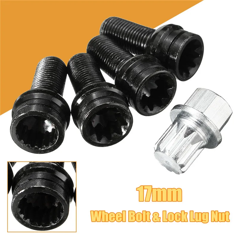 

1 Set 17mm Wheel Bolt and Lock Lug Nut Fit For VW/Golf/Jetta/Beetle/Passat/Audi 8D0601139F Black and Silver