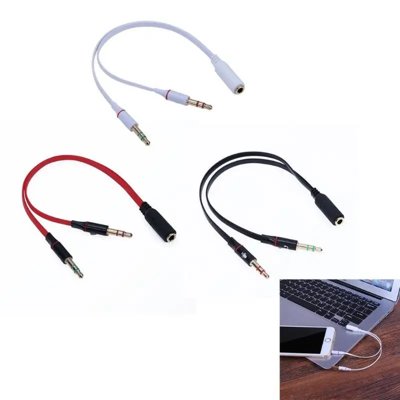 

3.5mm 1 to 2 Audio Cable Single-hole Computer Headphone Mic Adapter