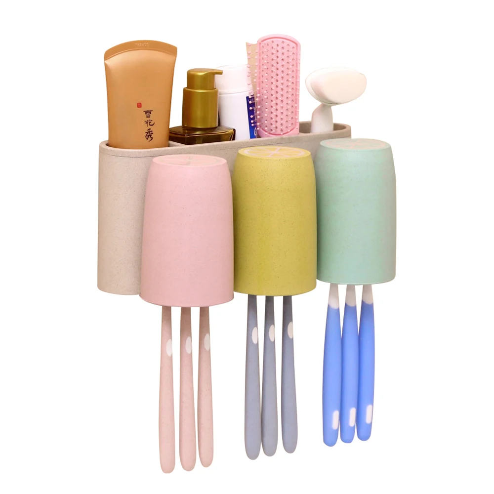 Eco friendly Toothbrush Cup Holder Seamless Hook Bathroom Storage Shelf