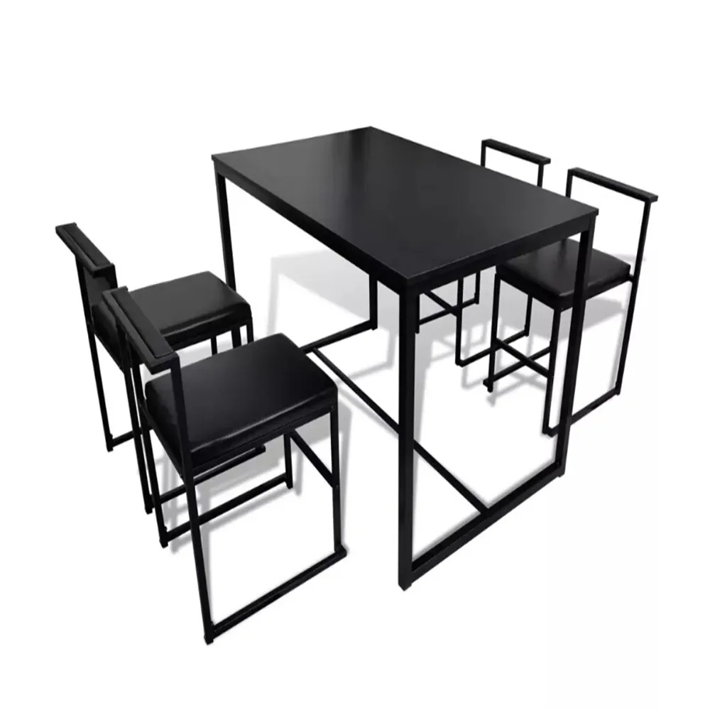 VidaXL 5 Pieces Dining Table Sets Classically Elegant MDF Dining Table And PVC Chairs With Iron Frames Home Furniture 244269
