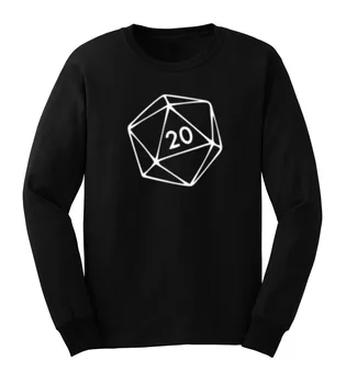 

Mens Fantasy Dice d20 Casual Long Sleeve T-Shirts Casual Men Tee