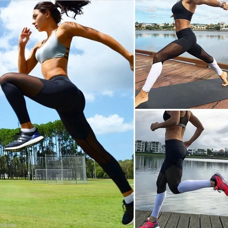 

Breathable Women Fitness Gym Leggings Seamless Leggings Elastic Waist Running Yoga Pants Mesh Training Splice Sport Pants
