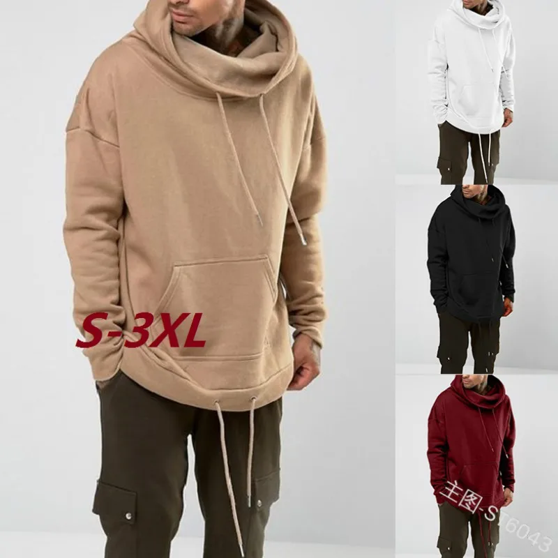 

Autumn New Solid Color Casual Hooded Long-sleeved Pocket Plus Velvet Male Stranger Things Streetwear Men Clothes 2018