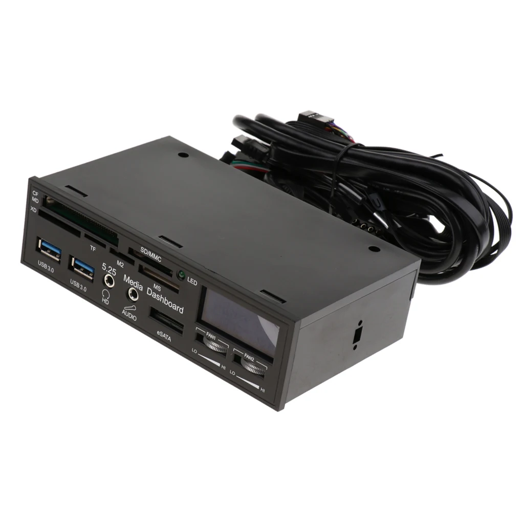 5 25 'Фронтальная панель Media Dashboard USB 3 0 концентратор кардридер ЖК контроллер