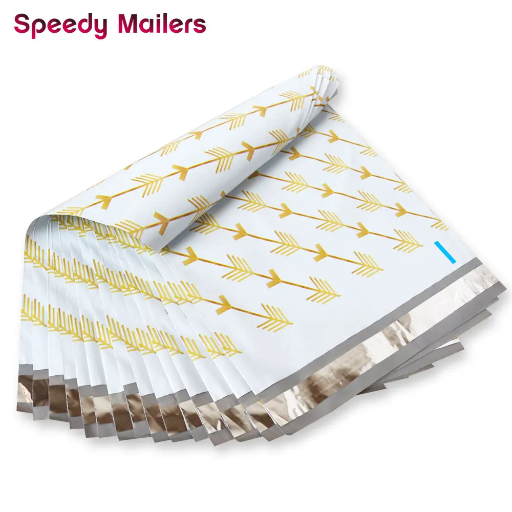 

Speedy Mailers 100PCS 10x13inch Printing Poly Mailer 26x33cm Gold Arrows Pattern Poly Mailer Self Sealing Plastic Envelope Bags