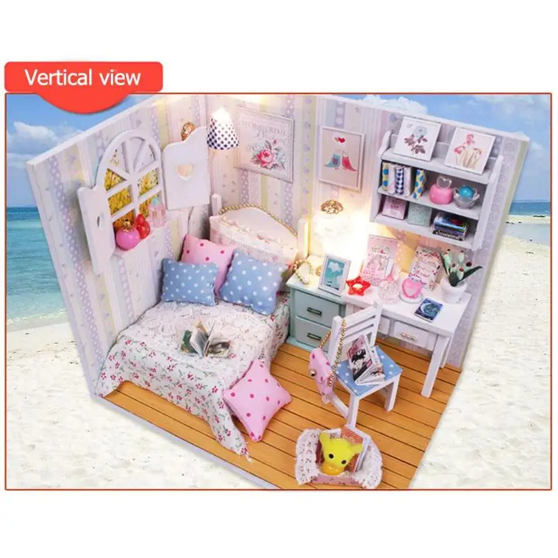 Cherry Tree Doll House Furniture DIY Miniature Dust Cover 3D Wood Dollhouse DIY Doll House Furniture Miniature Wooden 3D House