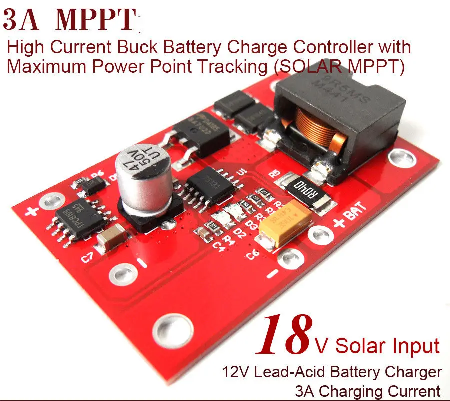 

MPPT Solar Controller dc 12v lead-acid Battery Charging 3A Charger Module power PWM Buck turbulent, constant current, overcharge