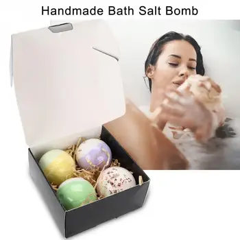 

4Pcs Handmade Bath Salt Bomb Dried Flower Essential Oil Whitening Moisturizing Bath Salt Set