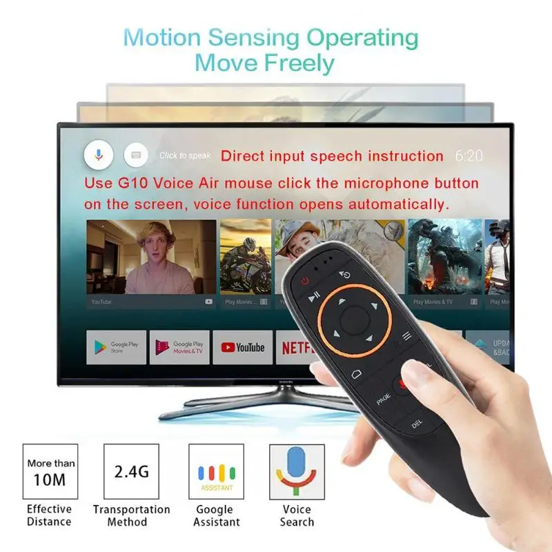 

G10 Voice Control Wireless Air Mouse 2.4G RF Sensor Smart Remote Control with Microphone For X96 TX3 Android TV Box Mini PC