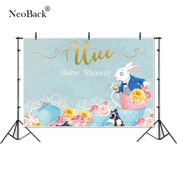 

Thin Vinyl happy birthday tea cup rabbit baby shower children Photography studio Backgrounds professional indoor Photo Backdrops