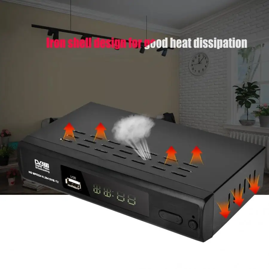 

DVB-T2 H264 Ground HD Digital TV Receiver Set Top Box with Remote Control EU Plug 110-240V 2019