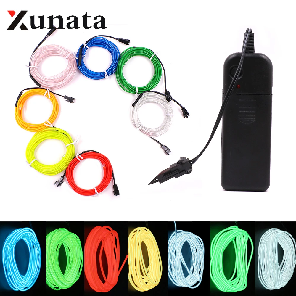 El Wire 3m//9ft Led Flexible Soft Tube Wire Lights Neon Glowing Car Rope Strip Light Xmas Decor DC 12V for Car Offer 360 Degrees of Illumination