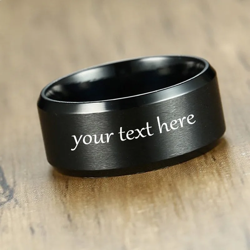 Men Ring Personalized Name Stainless Steel Plain Wedding Brands