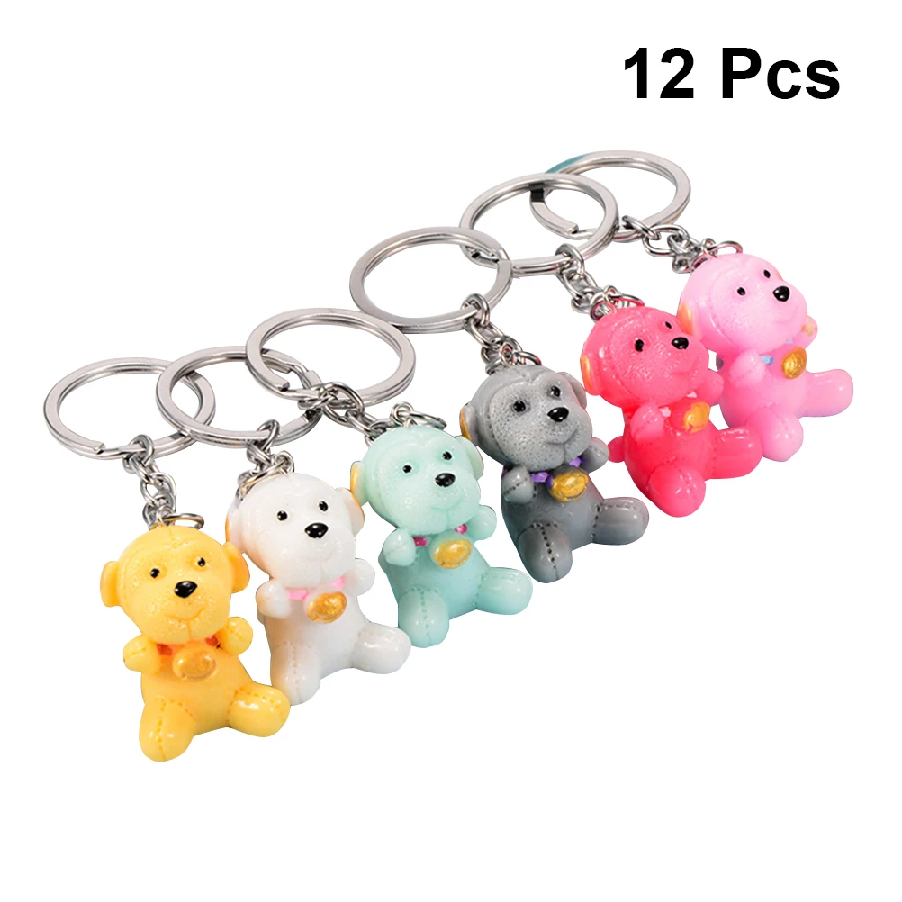 

12pcs Lovely Resin Puppy Keychain Keyrings Hanging Key Ring Chain Keyring Key Holder Purse Keychains Gift For Men Women Kids