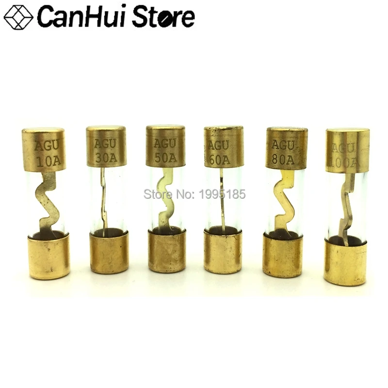 2 pieces of standard car audio glass AGU power cable Fuses 80A 38 mm x 10 mm 2 pieces of standard car audio glass AGU power cable Fuses 80A 38 mm x 10 mm