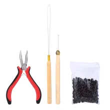 Удлинитель для ресниц Набор плоскогубцев петля иглы Эластичные аксессуары для волос 2 шт. тянущий крюк+ 1 шт. плоскогубцы+ 500 шт. кольца Miciro