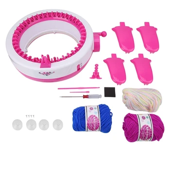 

Mini Knitting Machine Weaving Educational Children Toys Round Loom Set Knitting Board Rotating Double Knit Loom for Adults/Kids