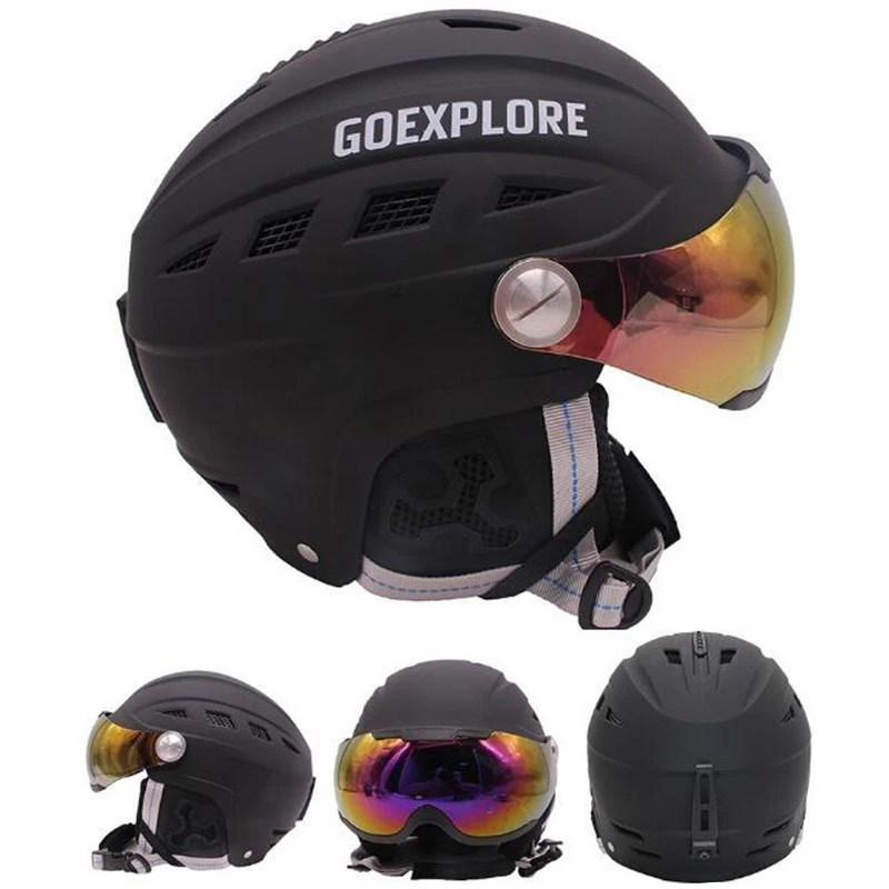 Mounchain Ski Helm Met Vizier Half Overdekt Outdoor Sport Snowboard Skate Helmen S XL 48 62 Cm Wit, zwarte Kleur|Ski helm| -