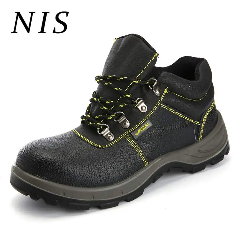 

NIS PU Leather Steel Toe Men Safety Shoes Welding Work Boots Men Hiking Hunting Ankle Boots Atrego Anti-smashing Sport Shoes New