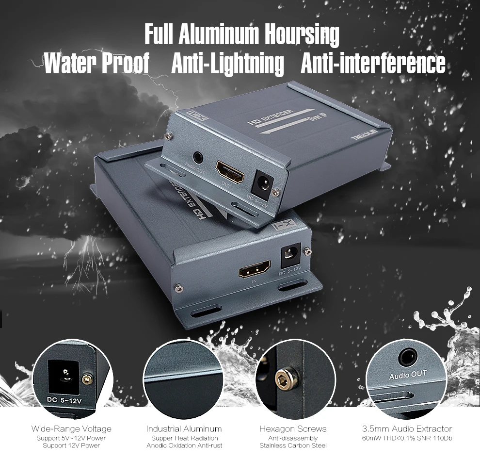TreasLin Full HD 1080p HDMI Extender более Cat5e Cat6 коммутатор Ethernet до 150 м Поддержка аудио Выход для