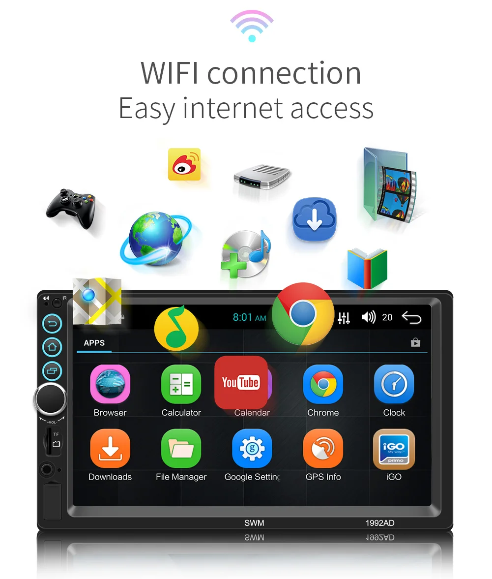 

GPS Navigation WiFi Car Multimedia Player 2din FM Stereo Audio Auto Radio 7'' Car MP5 Player Cam for VW Honda Bluetooth Aux USB