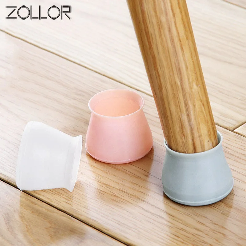 

ZOLLOR 2019 New 4pc Table Chair Leg Silicone Cap Pad Furniture Table Feet Cover Floor Protector Non slip Silicone Chair Leg Caps