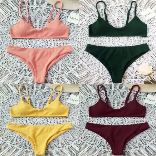 

2018 New Basic Swimwear Women Plus Size XXL Padded Bandage Swimsuit Beachwear Bathing Push-up Bikini Set