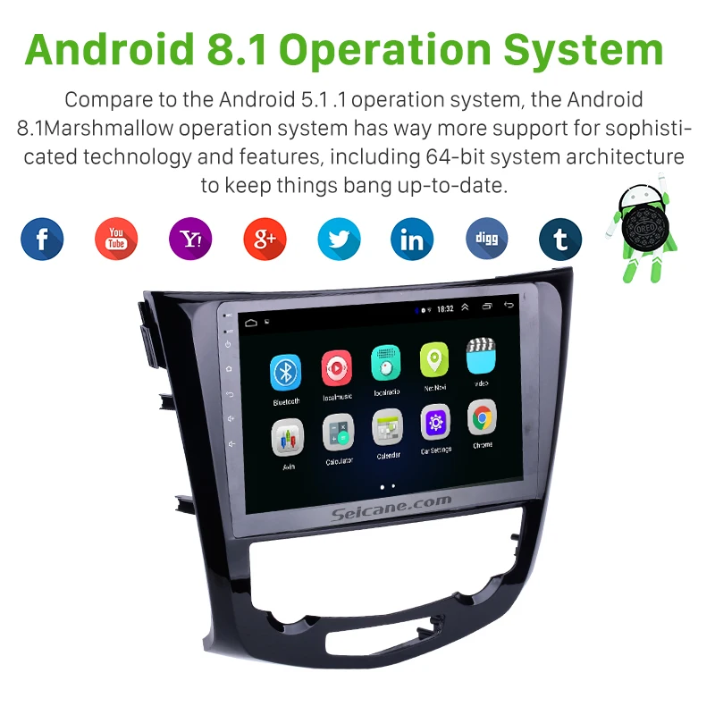 Seicane Android 8.1 Quad Core 10.1 Inch Car Radio GPS Navi Multimedia Player For 2013 2014 2015 201