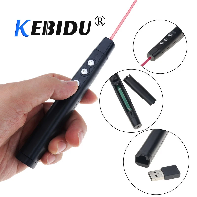 

Kebidu New 2.4GHz Wireless Remote Control Laser Pen RF PowerPoint Clicker Presentation Remote USB Control Pen For Meeting Office