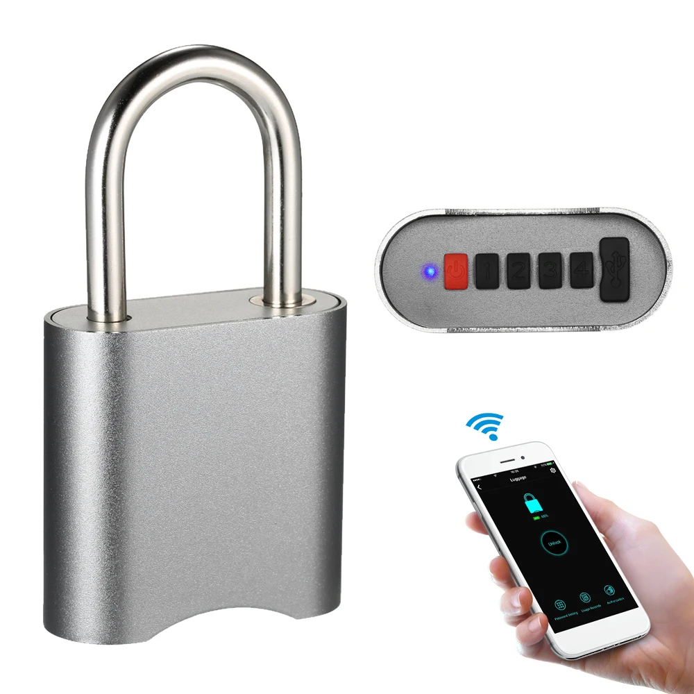 USB Smart BT Keyless Padlock Waterproof 4 Digit Password/APP Unlock