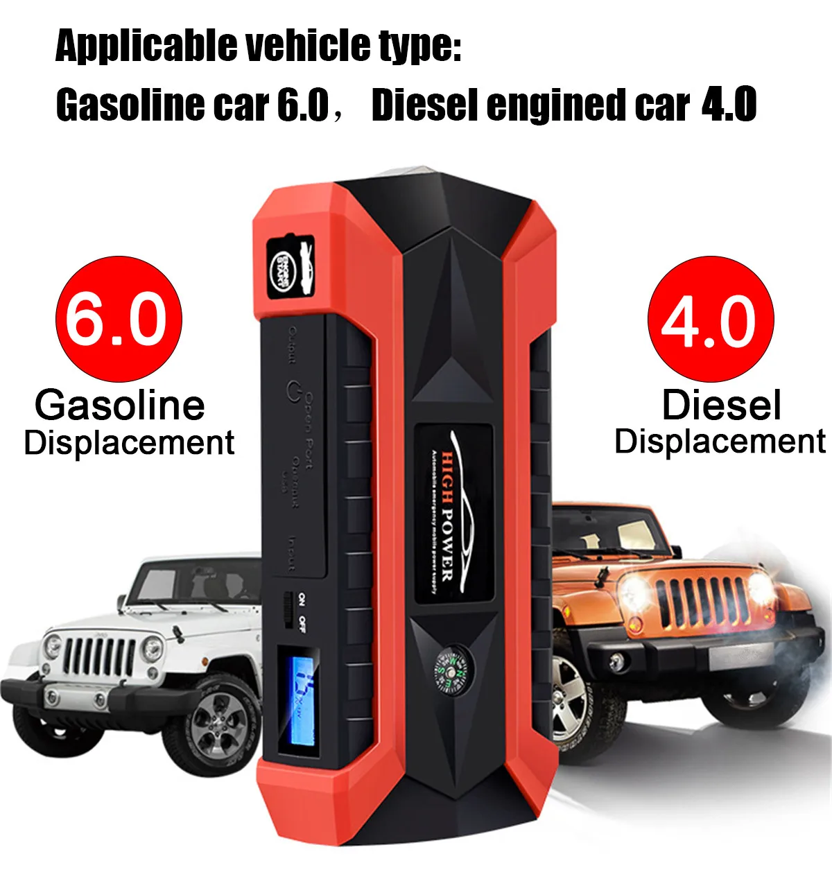  89800mAh 4USB 12V 600A LED Car Jump Starter Portable Emergency Charger Battery Power Bank Car Boost
