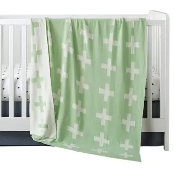

Lightweight Baby Receiving Blanket Perfect Throw for Daily Use,35 by 42inch (90x110cm), Green Cross
