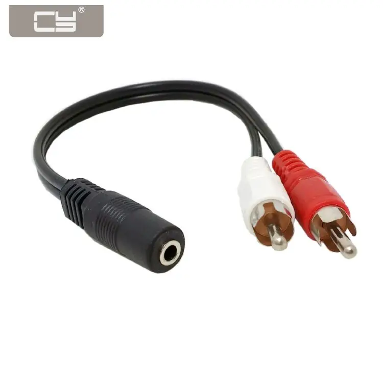 

CYDZ Stereo Mini Jack 3.5mm 1/8 Female to 2 Male RCA Plug Audio Y Type Adapter Cable 8inch
