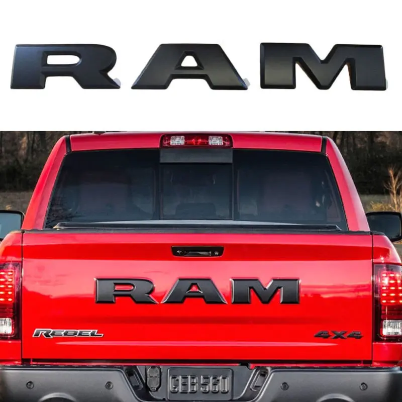 

One set tailgate emblem Brand New And High Qaulity 3D Tailgate Ram Emblem Trim Rear Letter SET OF 3 For 2015-2018 Dodge Ram 1500