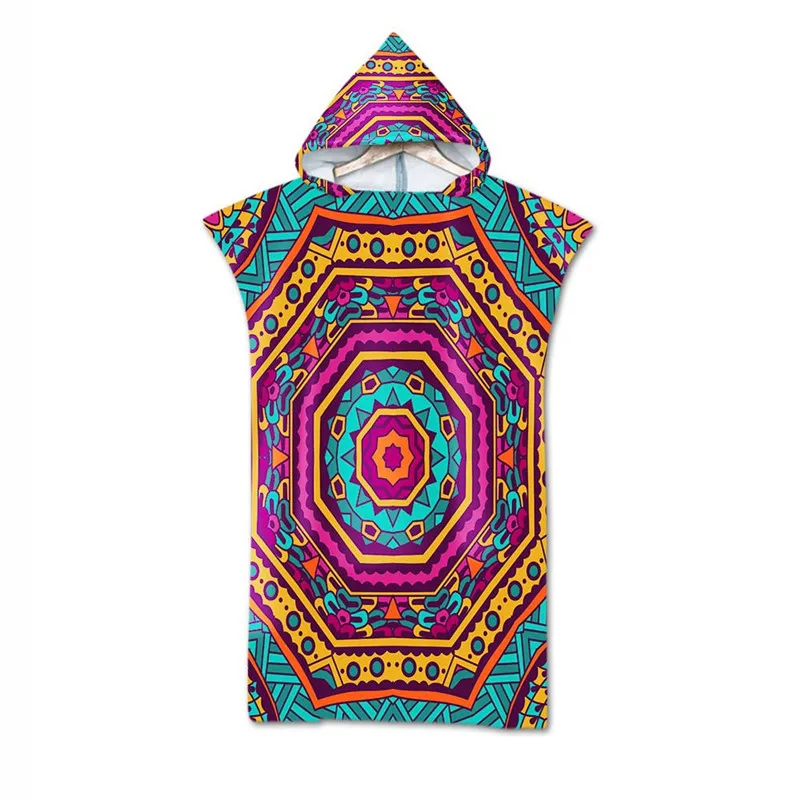 Online Bohemian Gedruckt Mikrofaser Bad Strand Handtuch mit Kapuze Geometrische Handtuch Poncho für Schwimmen Strand Surf Frauen Bademantel Beachwear