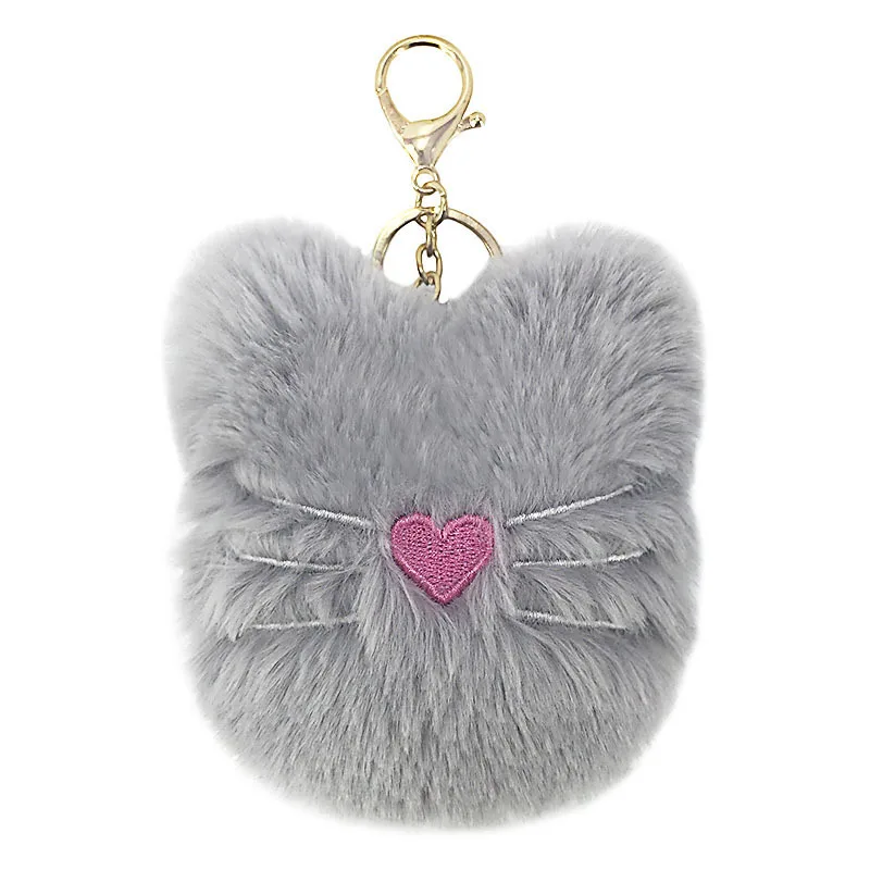 

10Pcs Factory Custom New Style Plush Cat Pom Key Chain Pendant Imitation Rex Rabbit Fur Ms Luggage Car Pendant