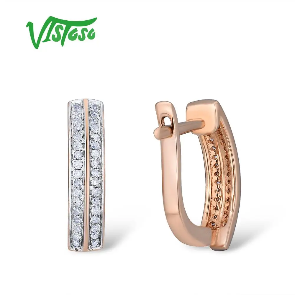 VISTOSO золотые серьги для женщин 14 к 585 розовое золото сверкающие роскошные бриллианты обручальное кольцо модные ювелирные украшения для помолвки