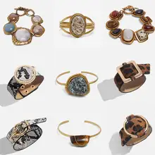Flatfoosie, богемные браслеты Za, браслеты для женщин, кожа, Леопардовый принт, винтажный камень, кристалл, Свадебный массивный браслет
