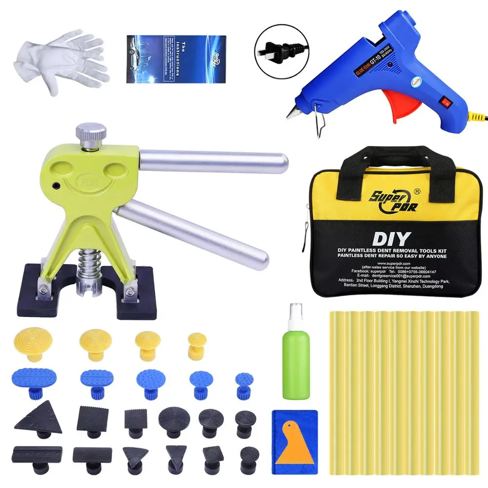 

SuperPDR Tools Kit For Car Dent Puller Suction Cup Hand Tool Set with Bag Hot Adhesive Glue Sticks For Hot Melt Glue Gun Toolkit