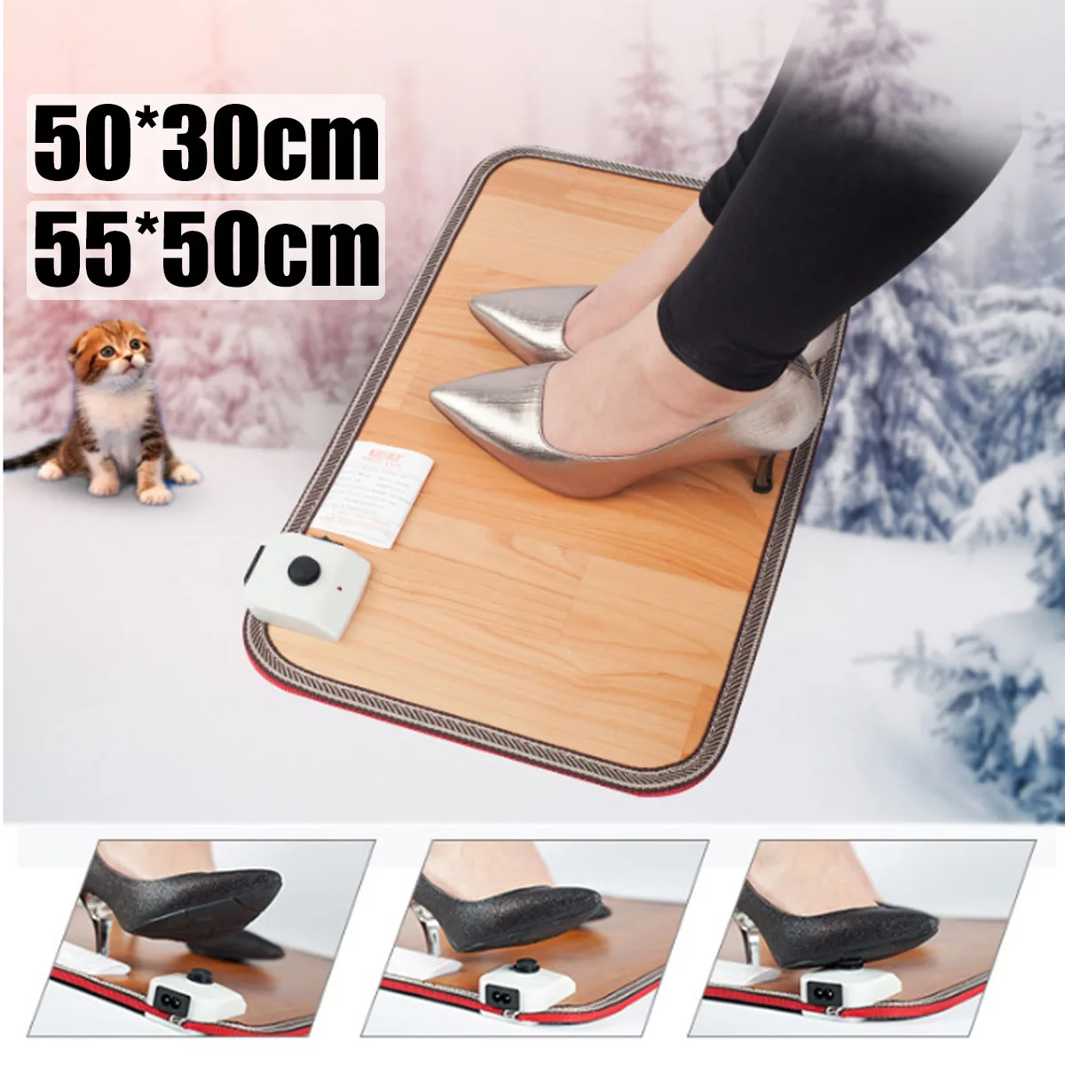 

Electric Heating Pad Thermal Foot Feet Warmer Heated Floor Carpet Mat Pad Home Office Warm Feet