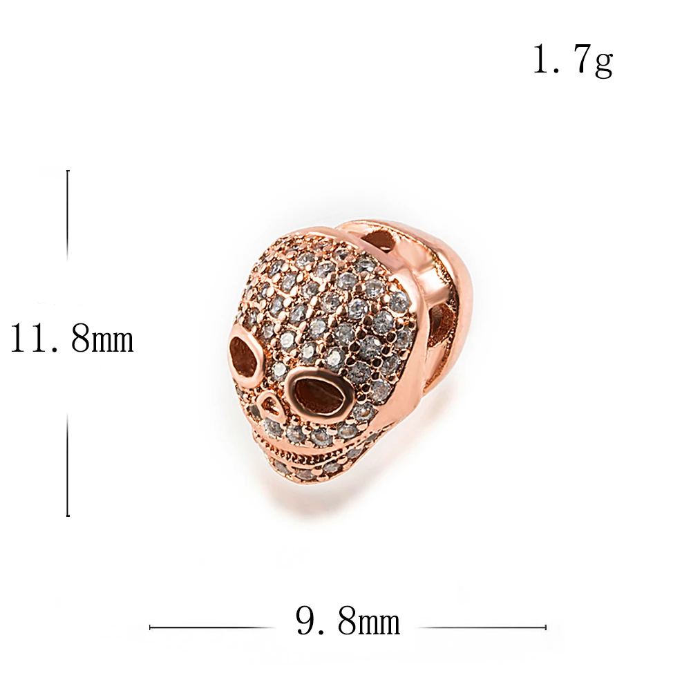 12*10mm Mysterious Head High Quality Brass Cubic Zirconia Diy Men s Beads Bracelet Jewelry Making Accessories Connector Hole
