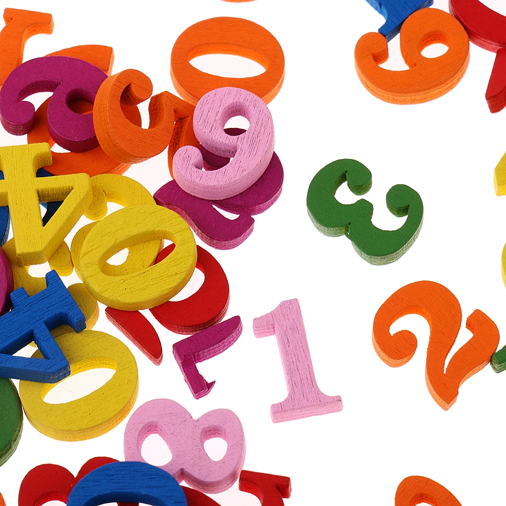 MagiDeal Colorful 100 Pieces Wooden Numbers for Children Kids Math Learning Educational Toys Kindergarten School Teaching Tool