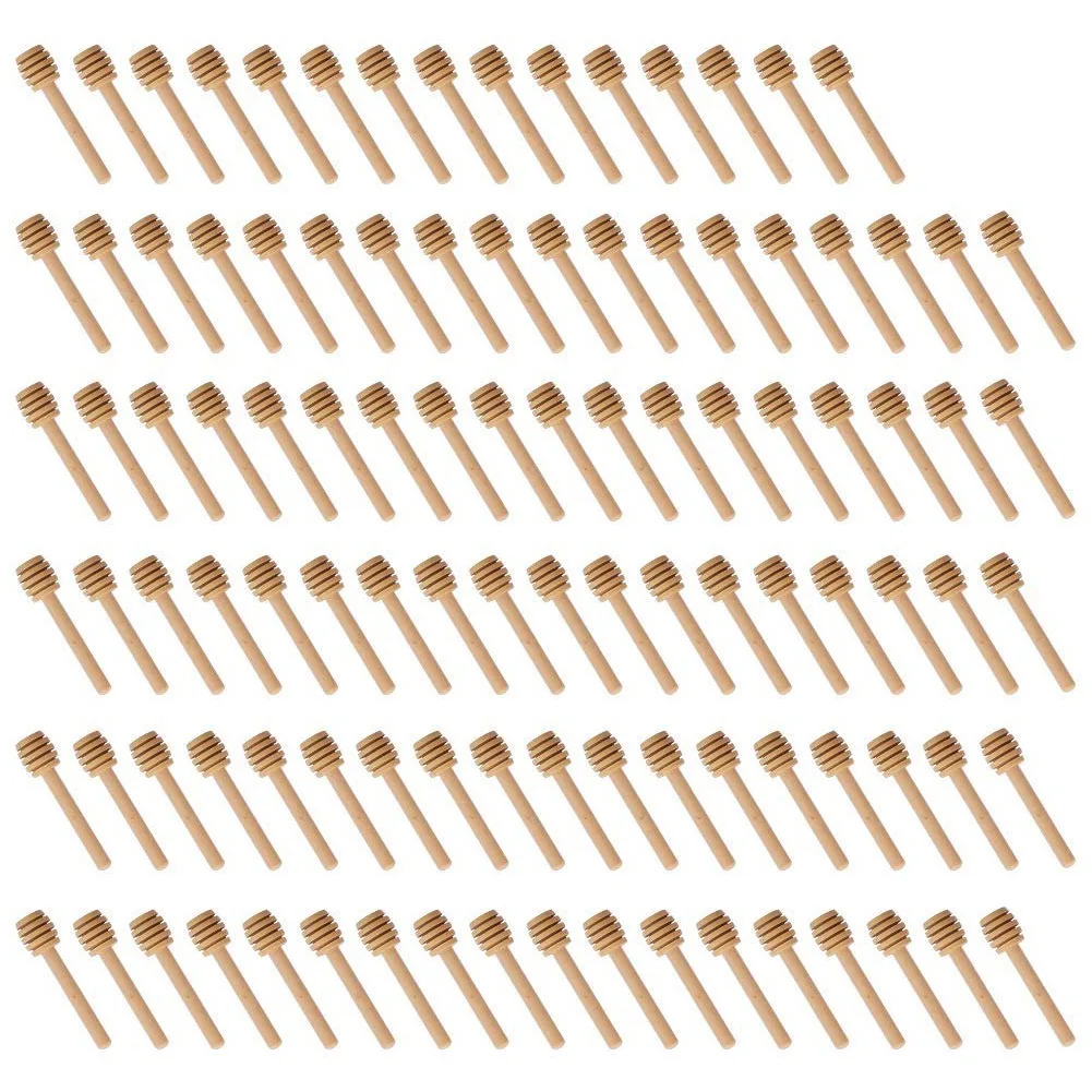 

Hot-100 Pack Of Mini 3 Inch Wood Honey Dipper Sticks, Individually Wrapped, Server For Honey Jar Dispense Drizzle Honey, Weddi