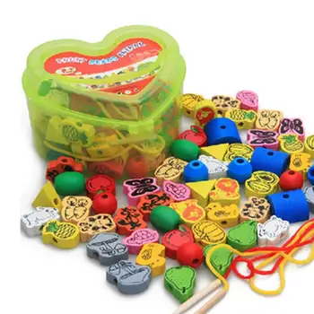 

Children DIY Educational Wooden Beads Toy Various Fruit Vegetable Animal Digital Beaded Toy Surprise Gift Plastic Box For Girl