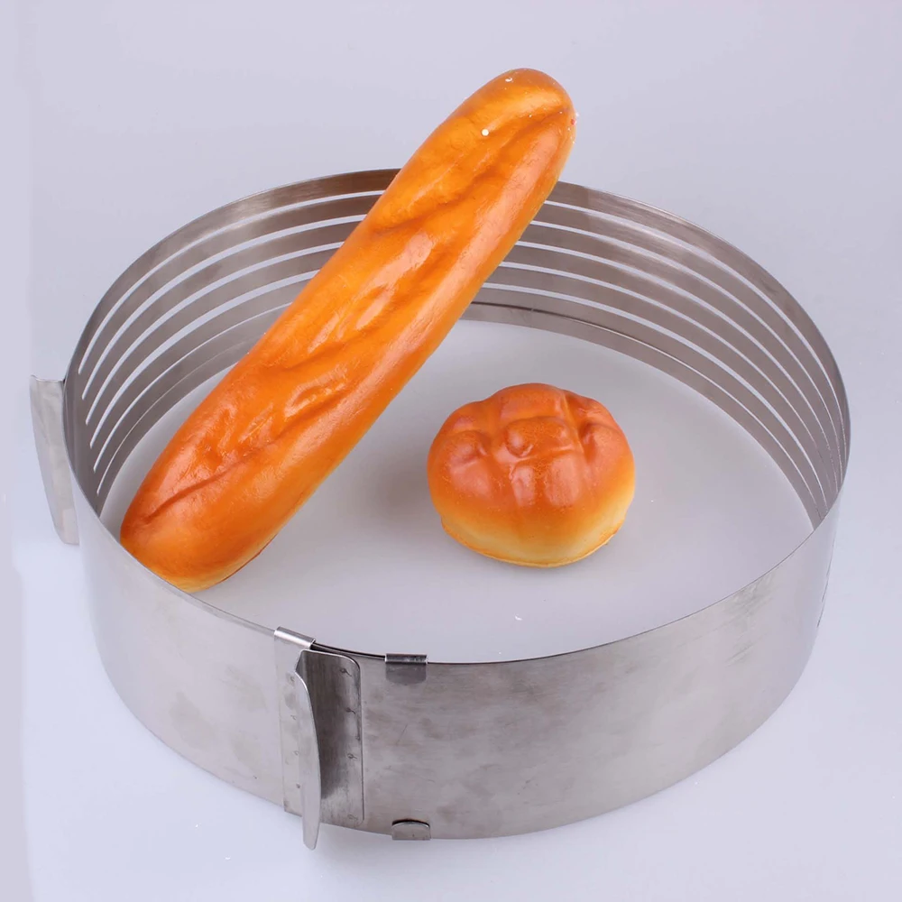 6inCakeToolToastCutMoldKnifeCakeLayerBakingSerratedBakewareAdjustableSlicerChef