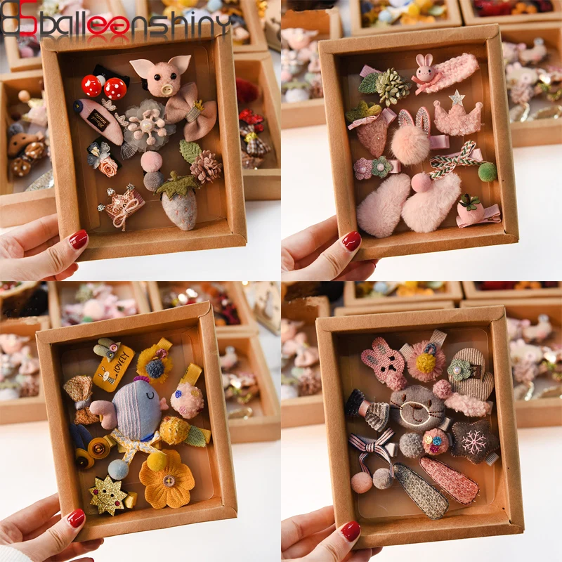 

BalleenShiny 10pcs/set Baby Girls Hairpin Accessories Lovely Infant Cartoon Doll Hair Clip Kids Princesses Barrette With Case